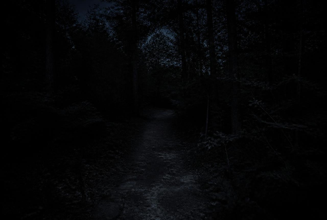 Unlit trail at night