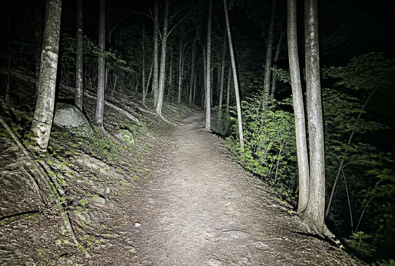 Same trail lit by StrapLights